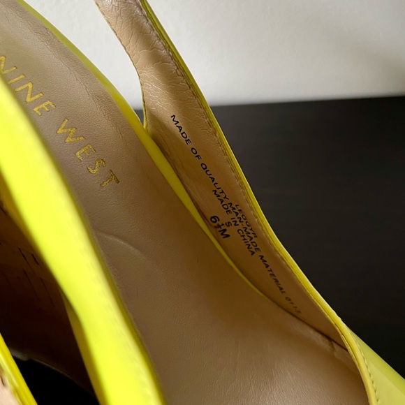 Nine West Neon Slingback Peep Toe Wedge Patent Leather Size - Picture 10 of 10